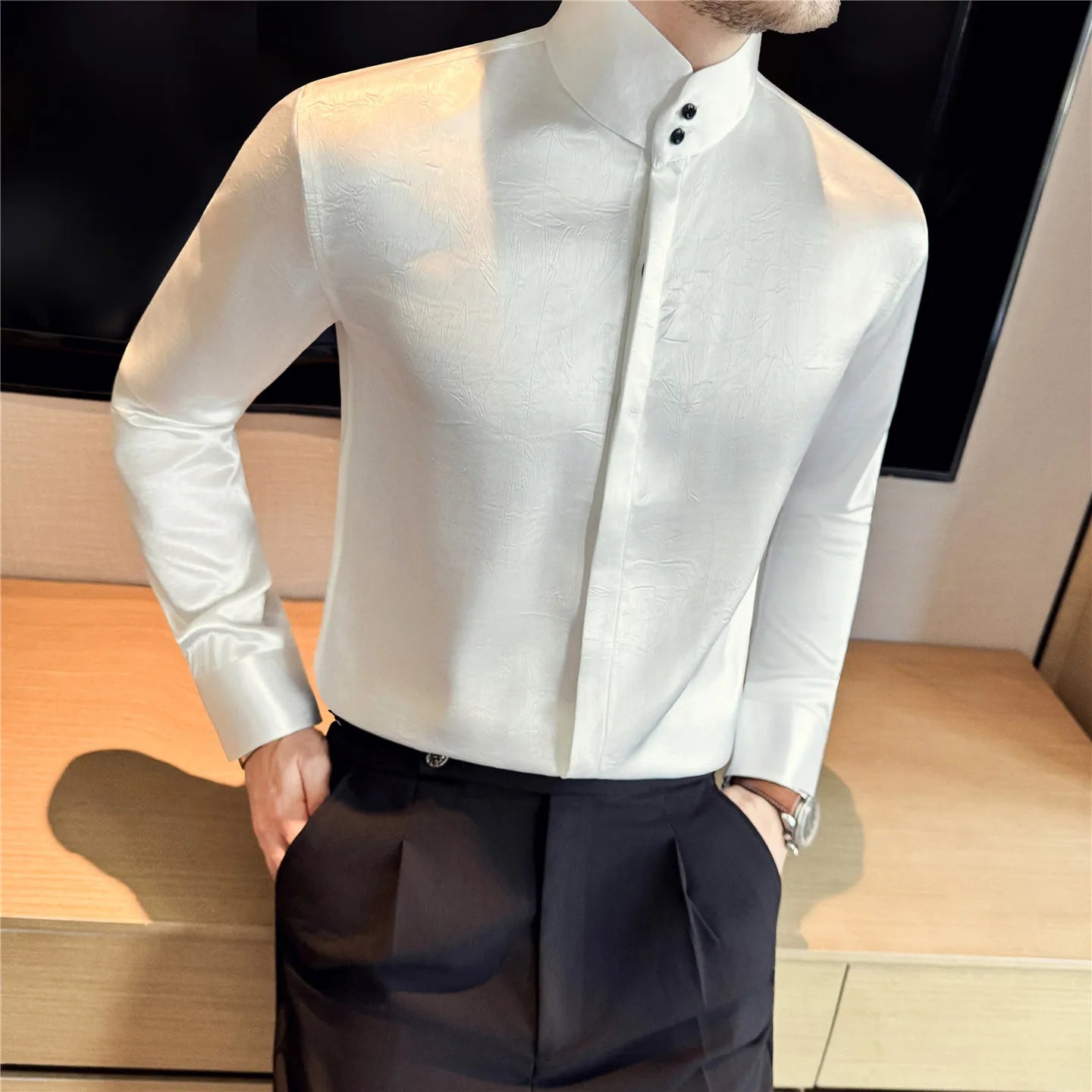 Stand Collar Wrinkle-Free Breathable Shirt