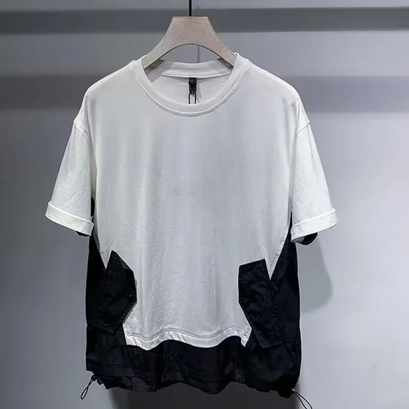 Patchwork Spliced Contrast Color T-Shirt