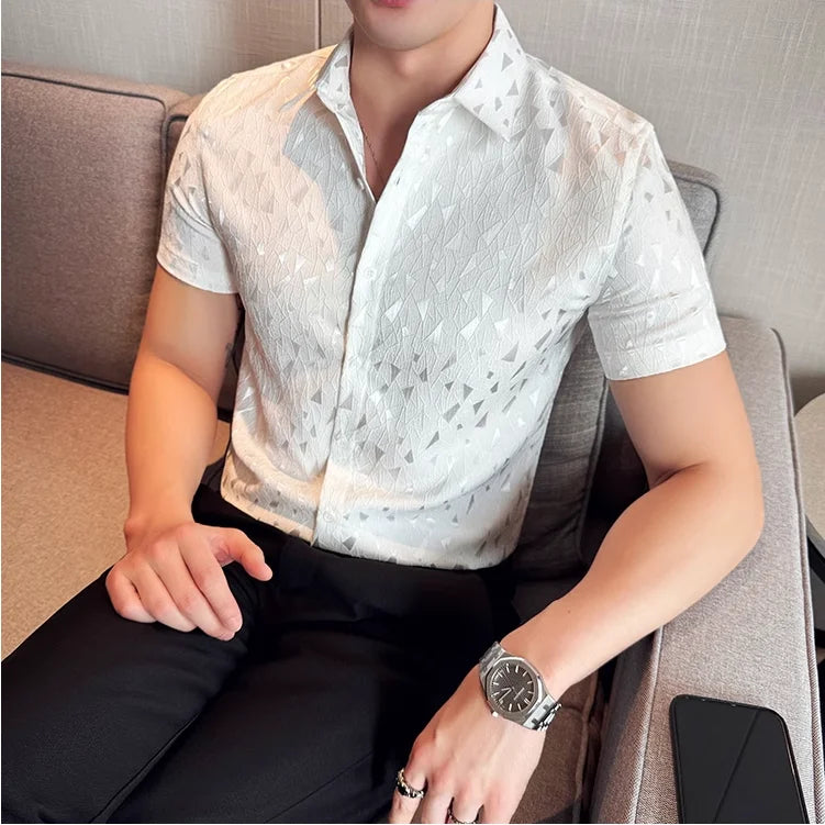 Geometric Slim Fit Single Breasted Shirt
