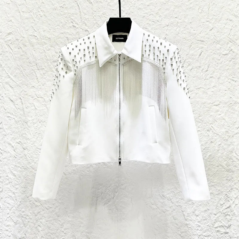 Punk Rock Rhinestone Tassel Jacket