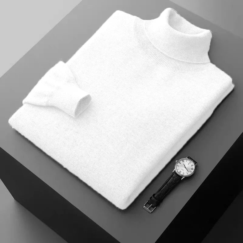 Solid Color Knitted Turtleneck Sweater