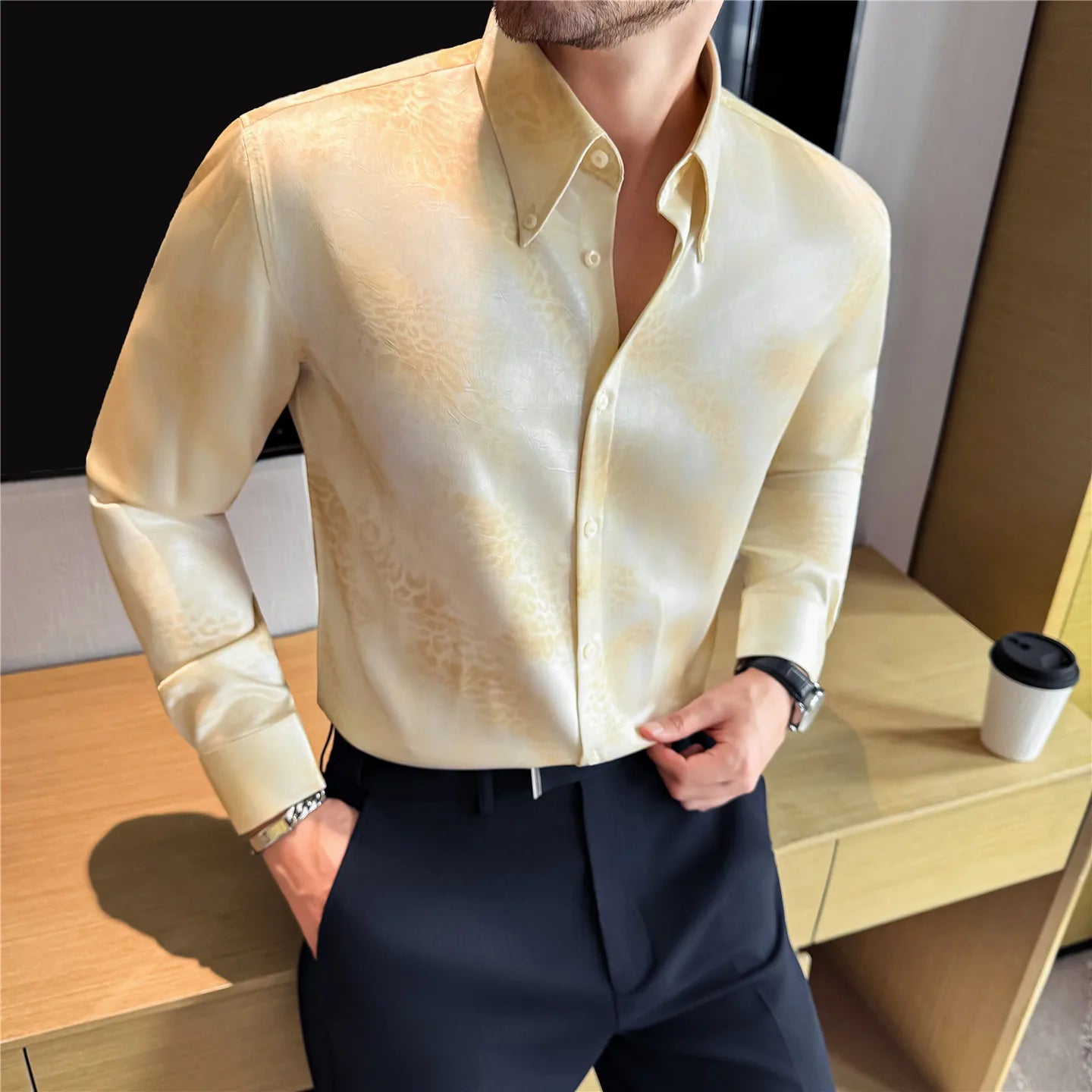 Gradient Leopard Printed Men's Shirt