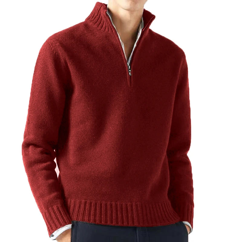 Daily Warm Solid Turtlenecks Half Zip Sweater