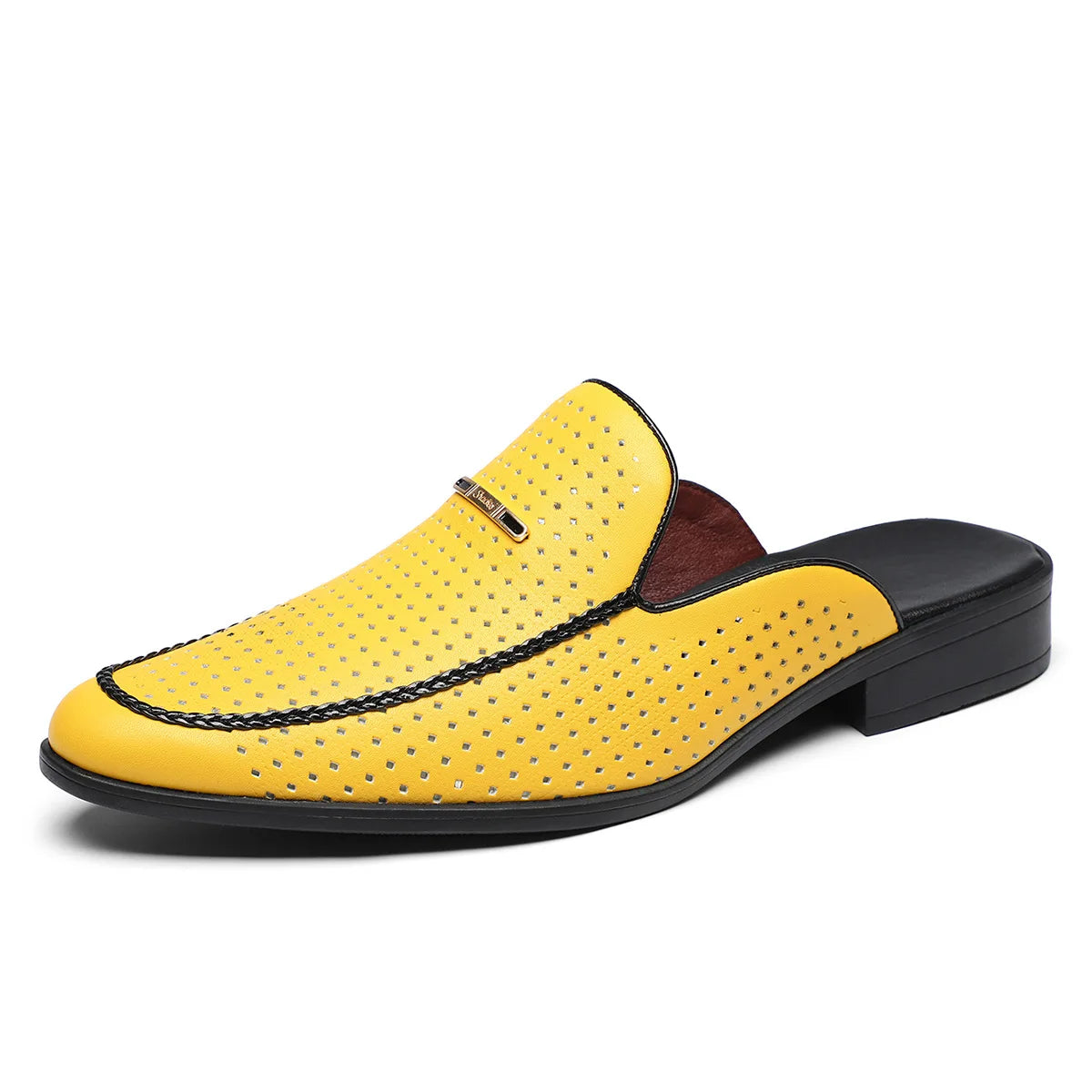 Breathable Perforated Leather Mules Shoes