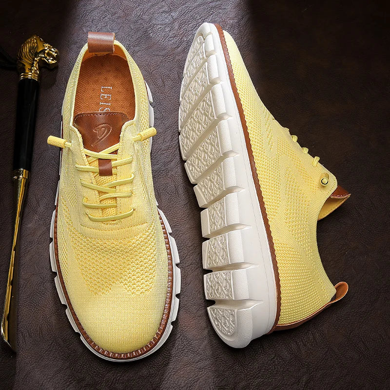 Solid Mesh Breathable Lace-Up Sneakers