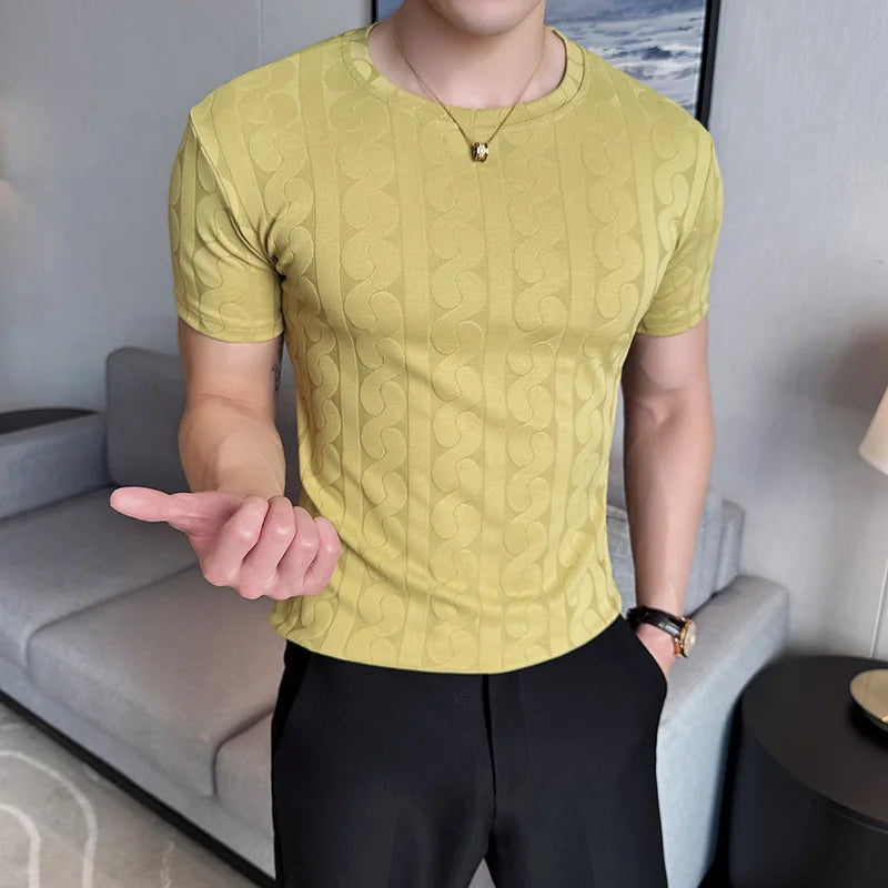 Casual Round Collar Geometric T-Shirt