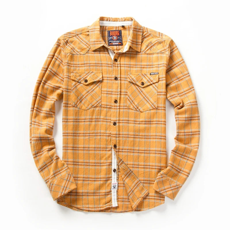 Double Pockets Plaid Men's Shirt
