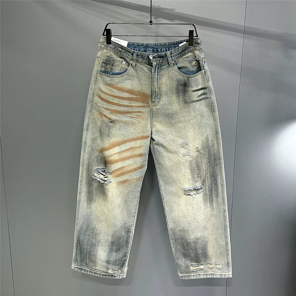 Ripped Distressed Design Light Jeans