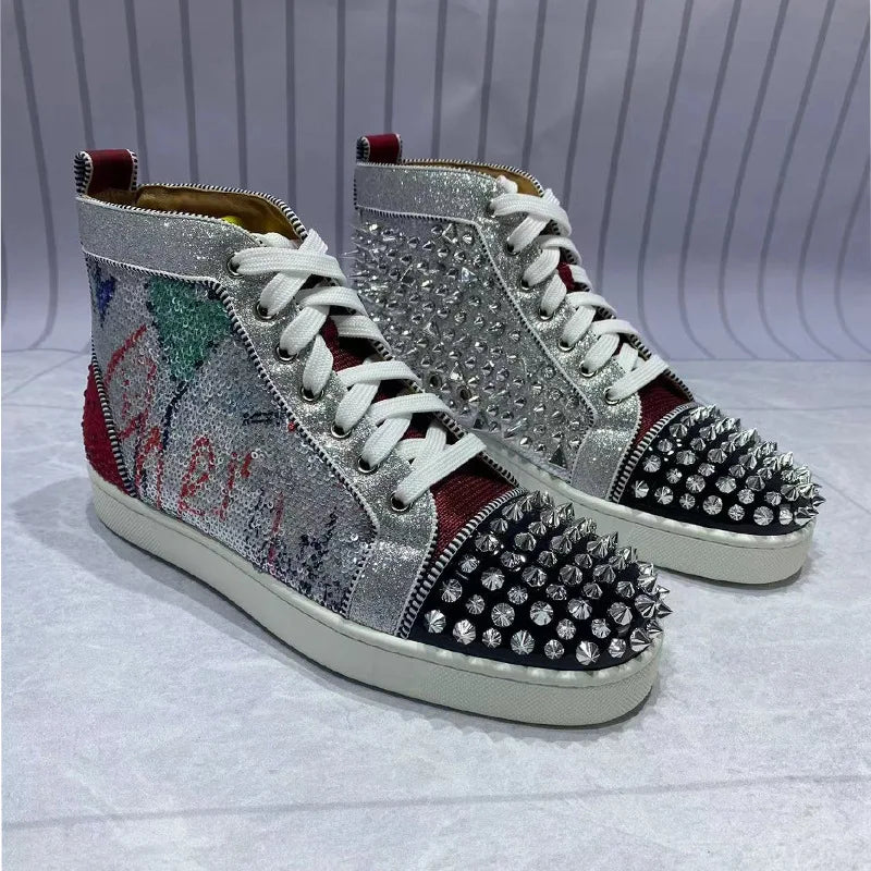 Flat Classic Rivets Lace Up Sneakers