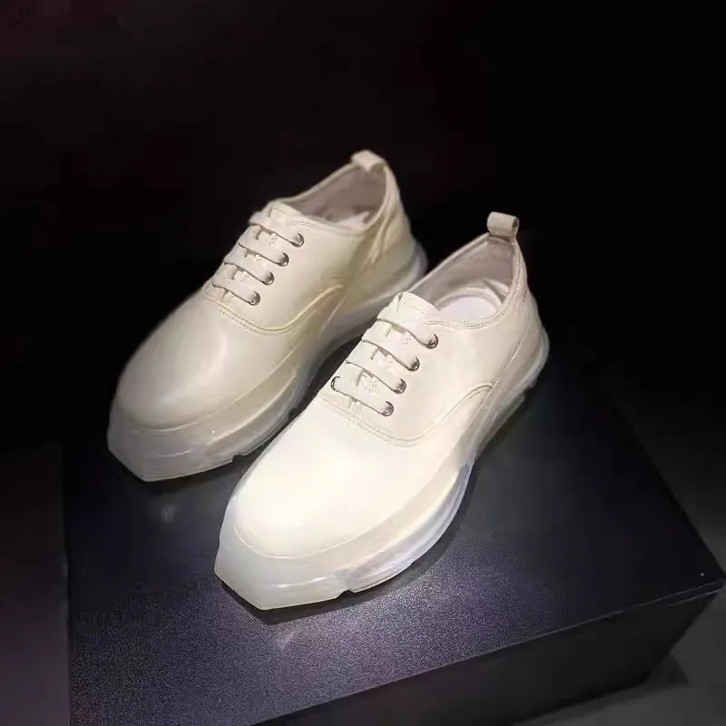 Solid Transparent Sole Lace-Up Sneakers