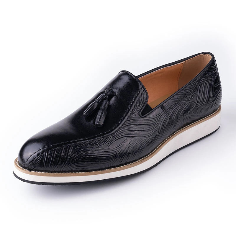 Heritage Embossed Tassel Leather Loafers