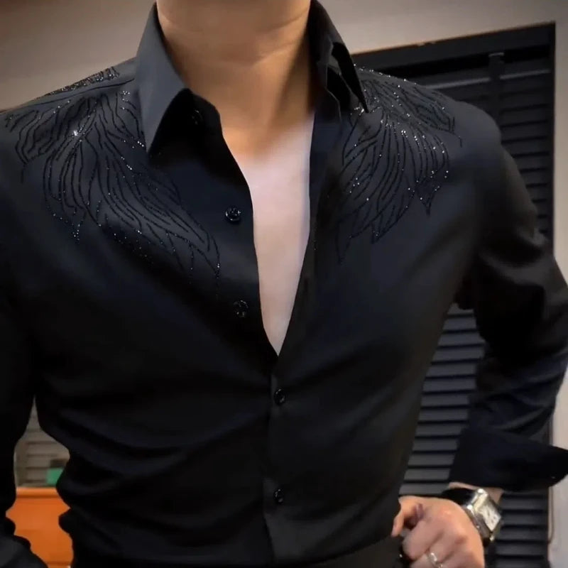 Solid Sparkle Rhinestone Decoration Shirt