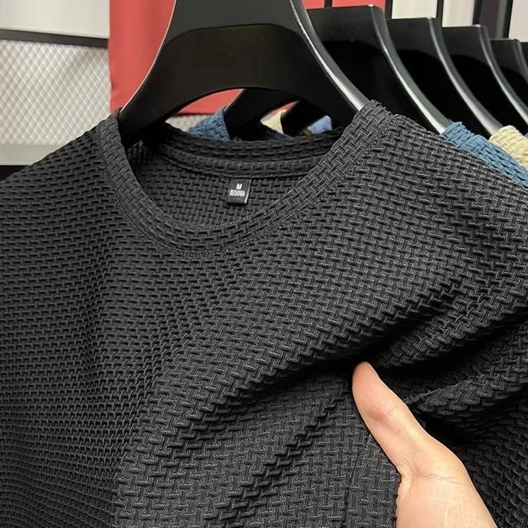 Premium Waffle Texture Crew Neck T-Shirt