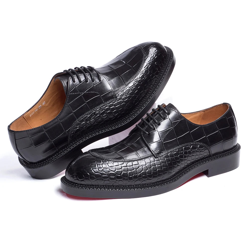 Crocodile Embossed Derby Dress Shoes