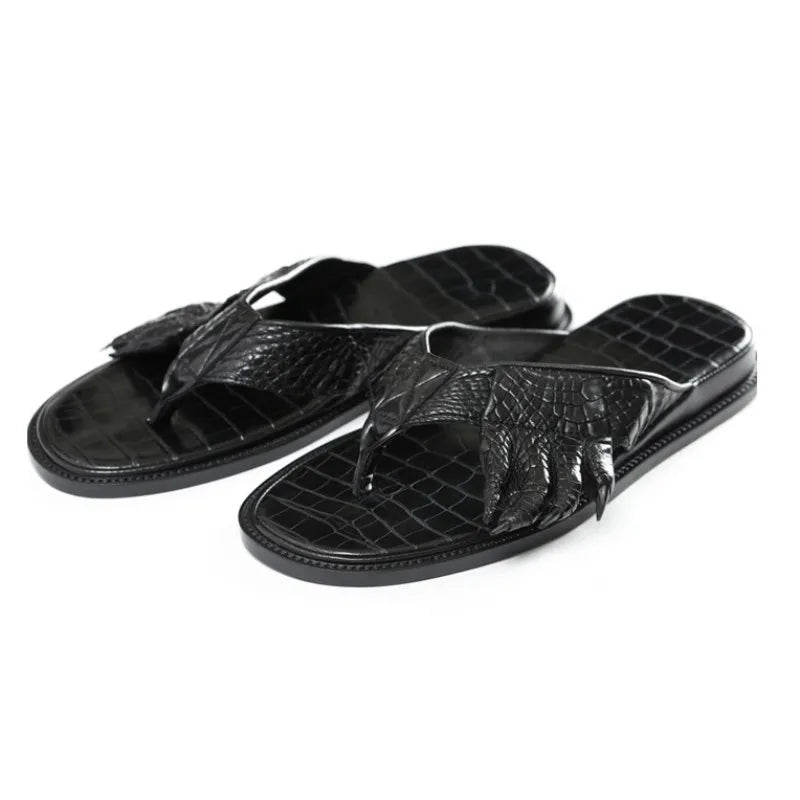 Unique Crocodile Skin Flat Sandals