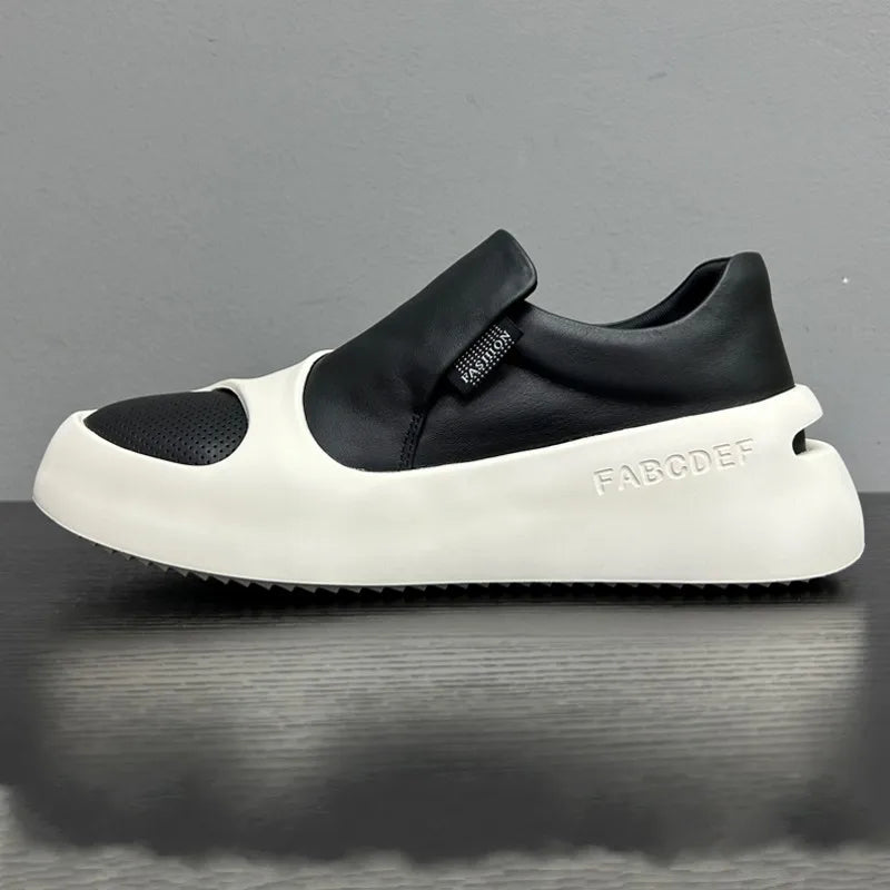 Black & White Leather Platform Shoes