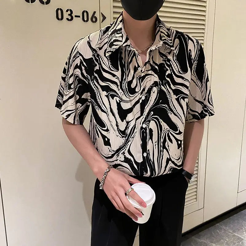 Geometric Printing Polyester Loose Shirt