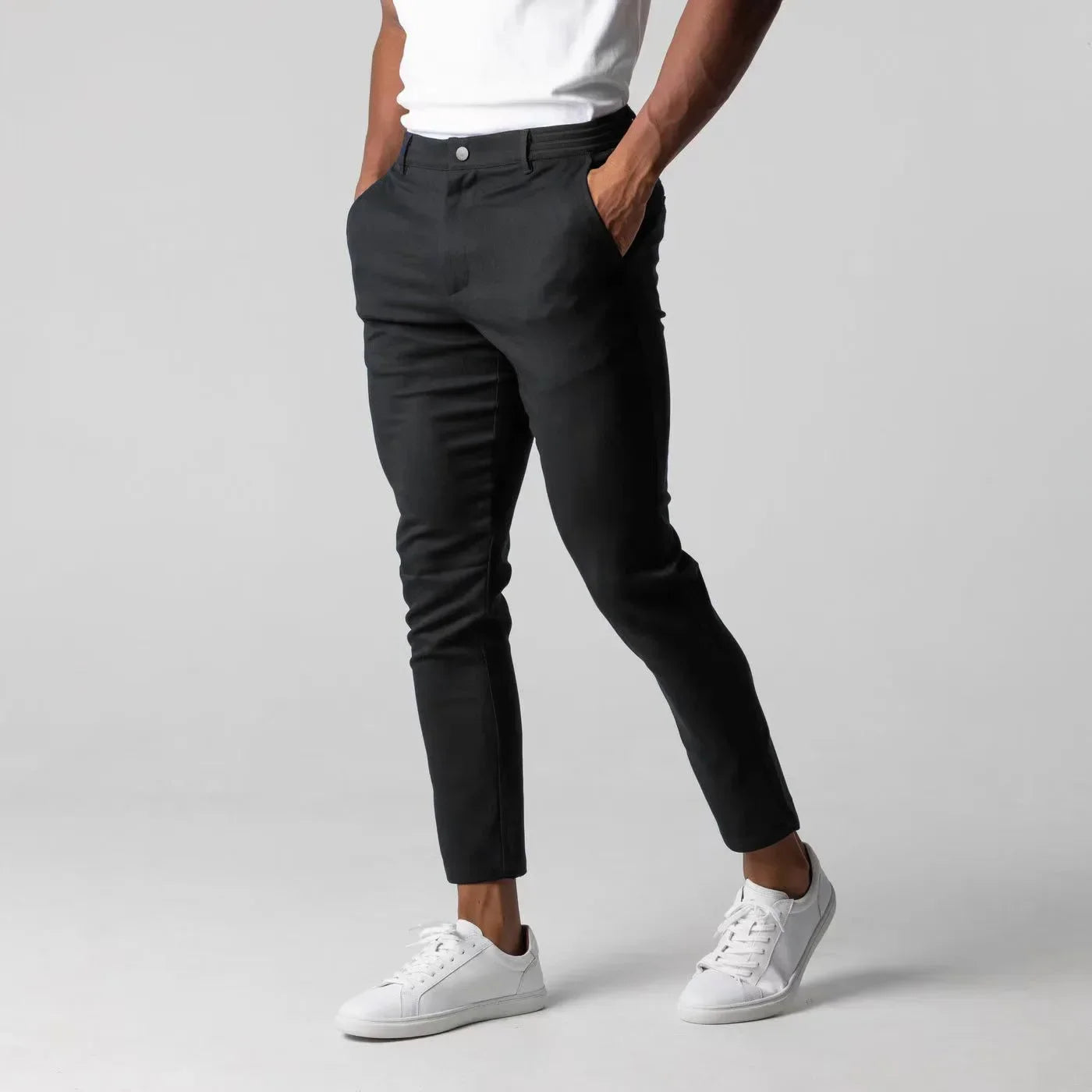 Solid Stretchy Mid-Waist Men's Pants