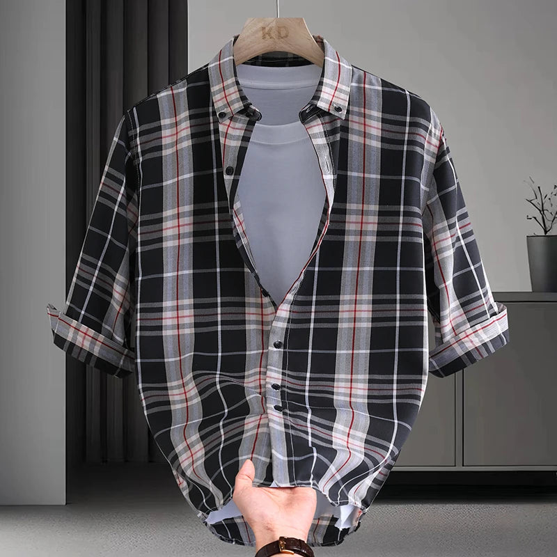 Plaid Pattern Half Sleeved Shirt