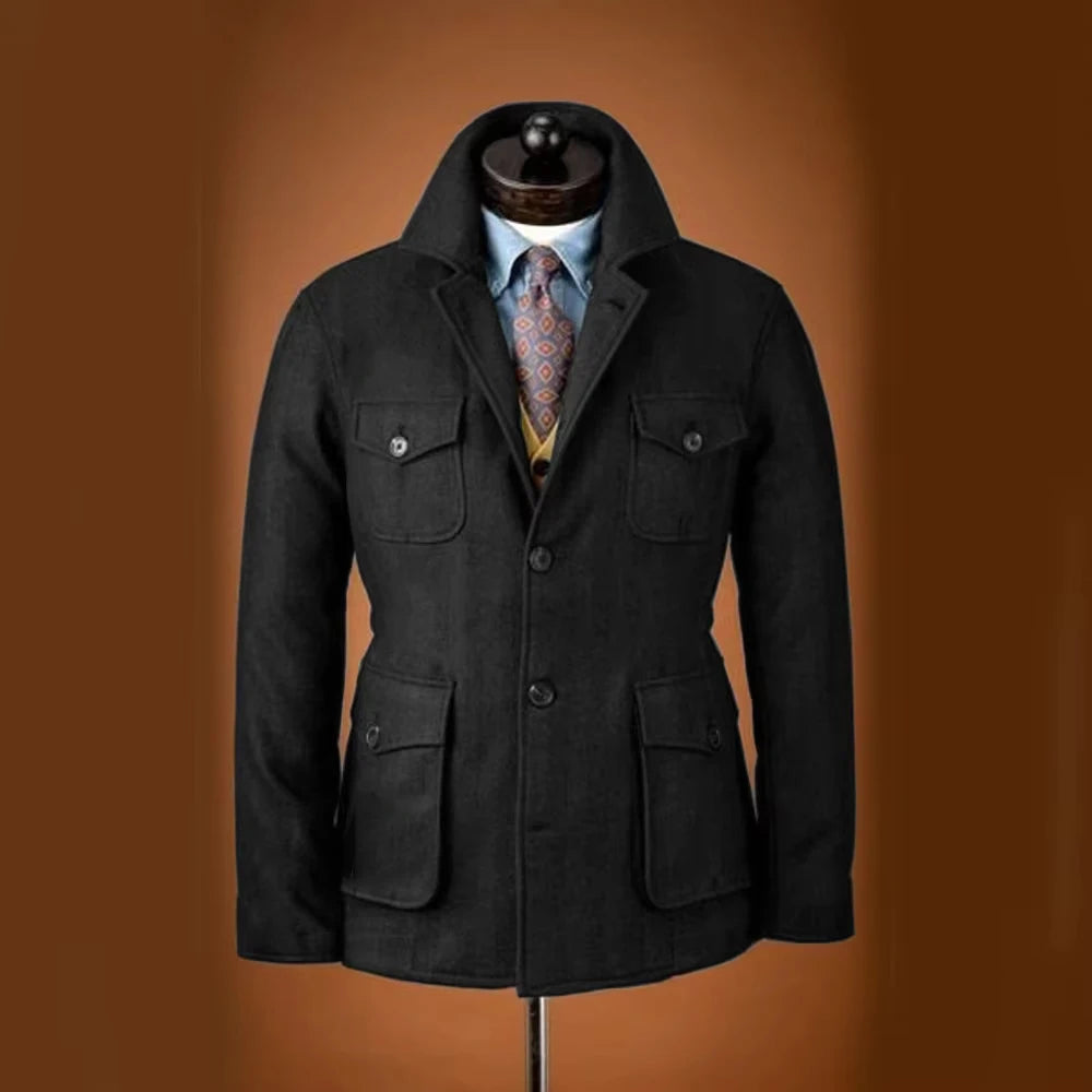 Woolen Single-Breasted Men's Blazer