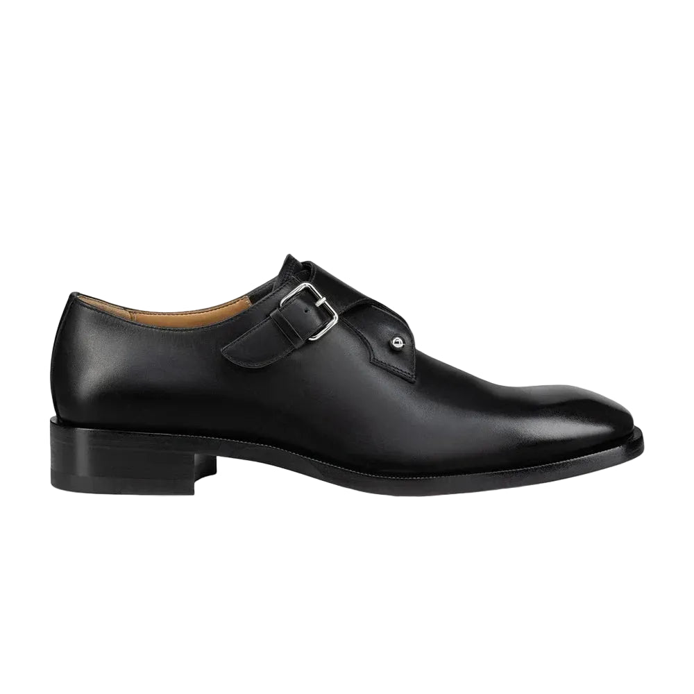 Metallic Buckle Calfskin Almond-Toe Shoes