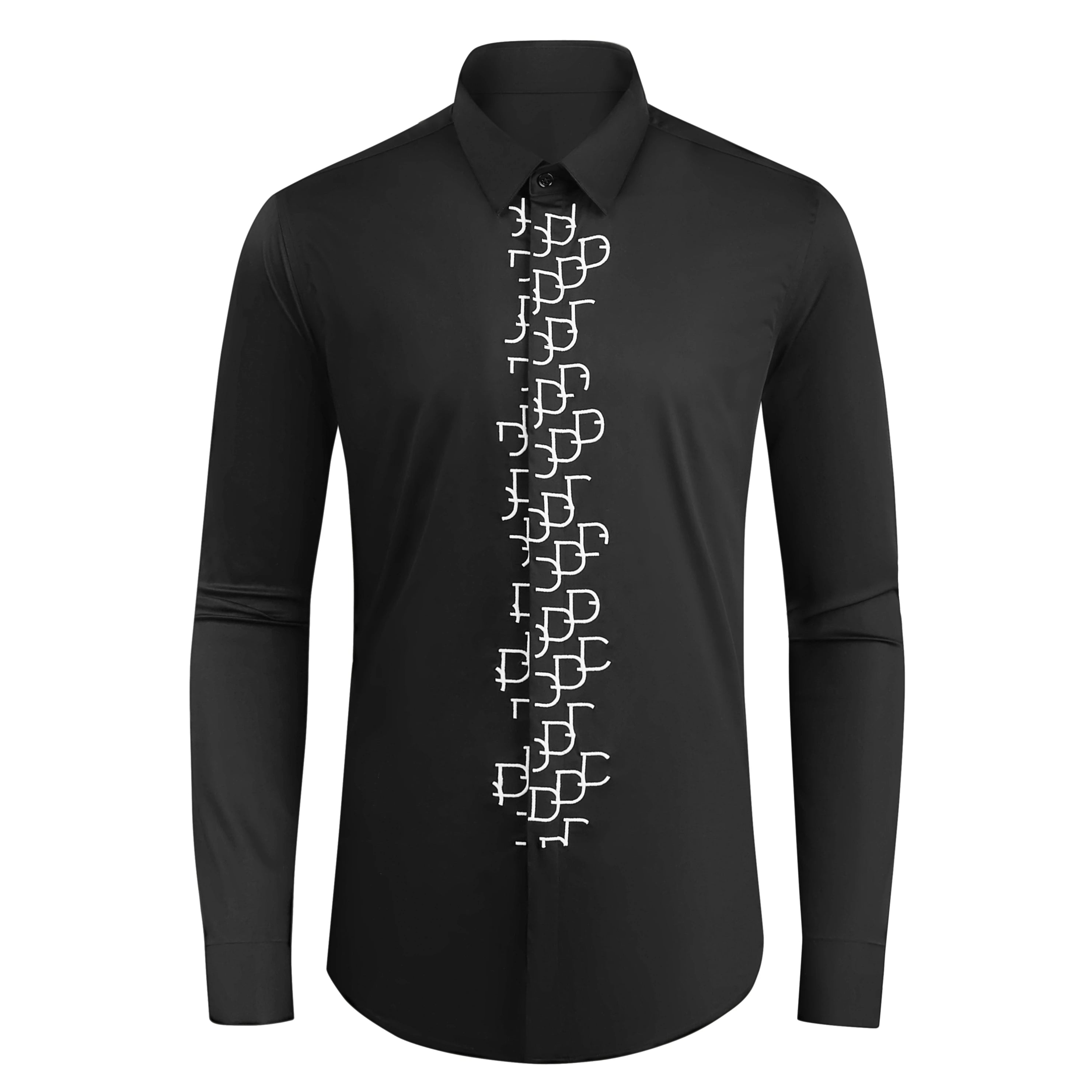 Letter Embroidered Long-Sleeved Shirt