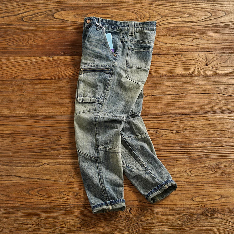 Pockets Zipper Straight Denim Jeans