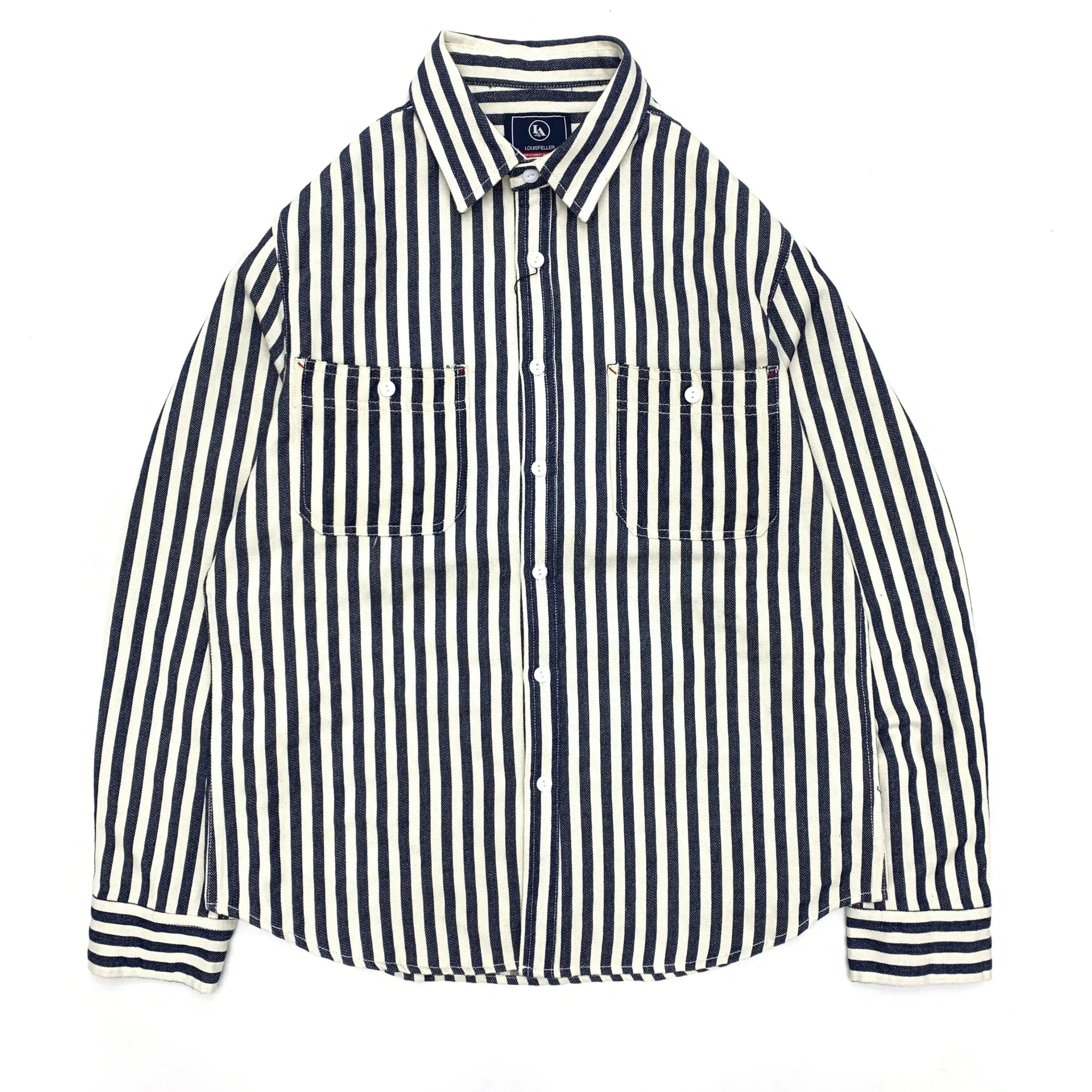 Retro Stripe Long-Sleeve Lapel Shirt