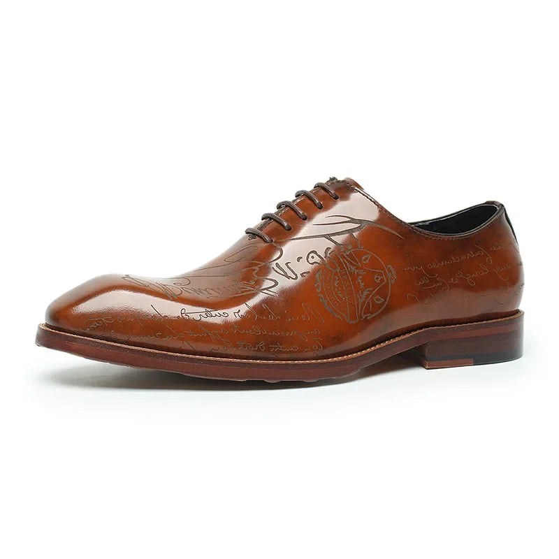 Luxury Engraved Leather Oxford Dress Shoes