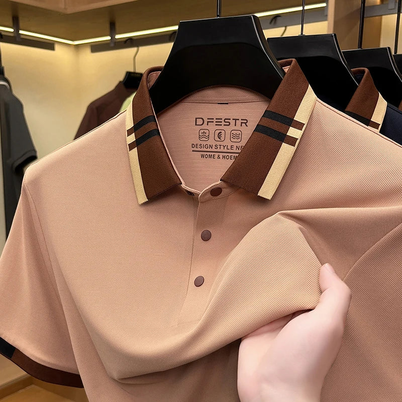 Contrast Collar Trim Polo Shirt