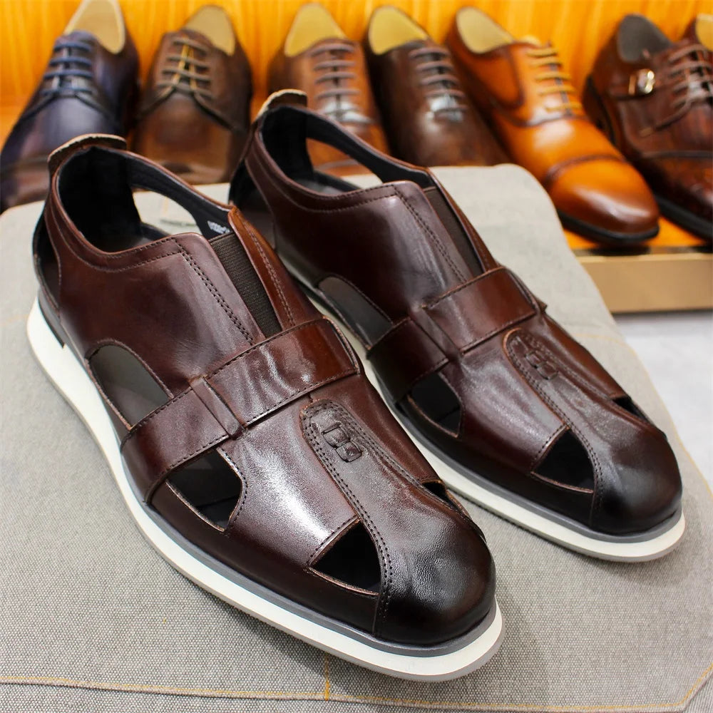 Hollow Arabic Style Genuine Leather Shoes