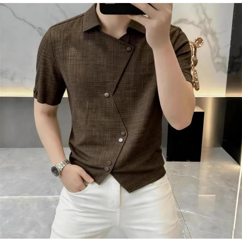 Zig-Zag Single Button Style Shirt