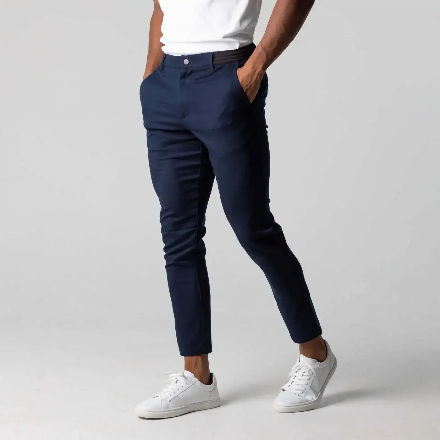Solid Stretchy Mid-Waist Men's Pants