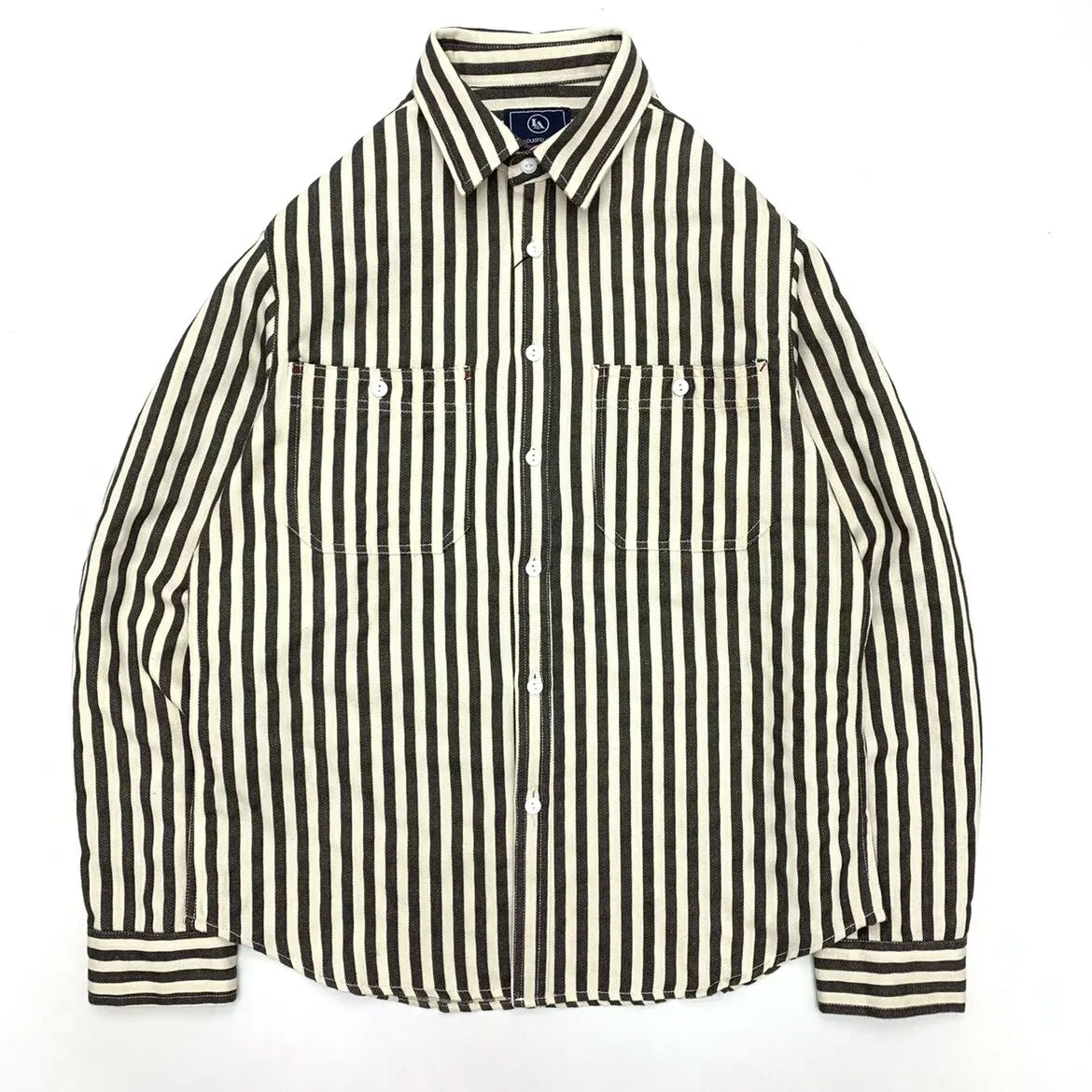 Retro Stripe Long-Sleeve Lapel Shirt