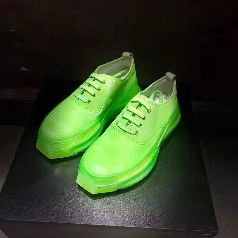 Solid Transparent Sole Lace-Up Sneakers