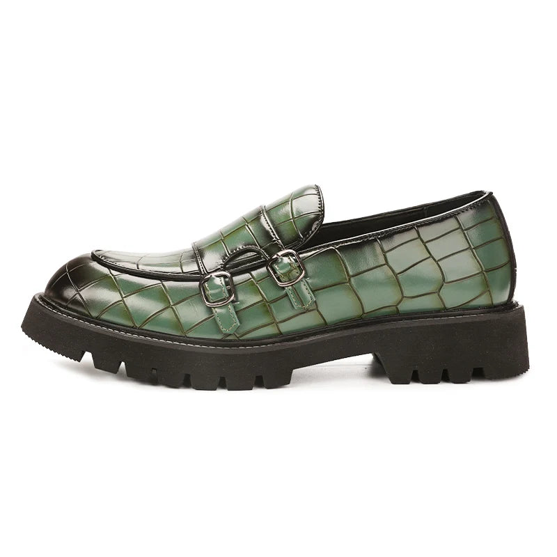 Thick-Soled Crocodile Leather Men Loafers