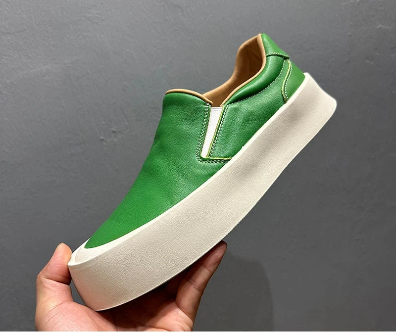 Casual Solid Leather Platform Shoes