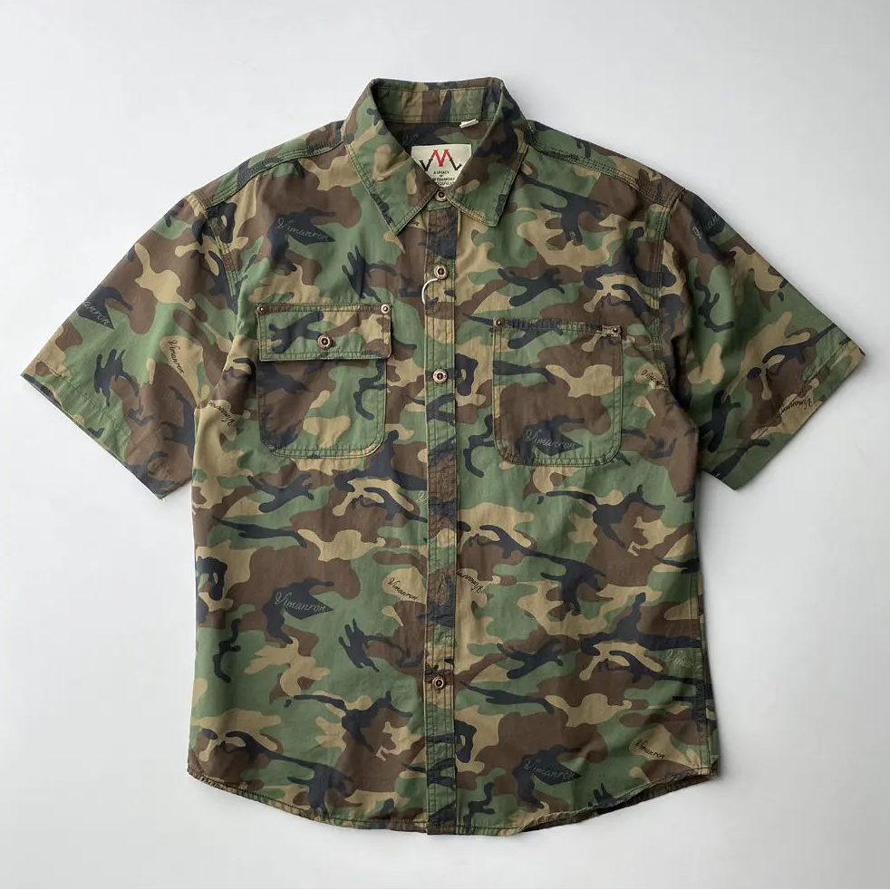 Retro Camouflage Lapel Cargo Shirt