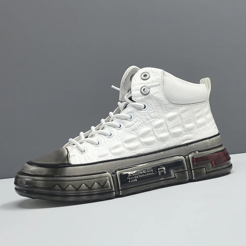 Leather Alligator Pattern Men's Sneakers