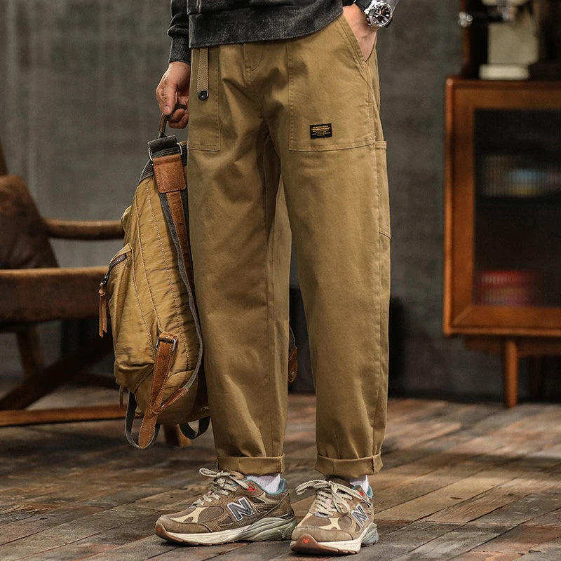 Cotton Mid-Waist Cargo Pants
