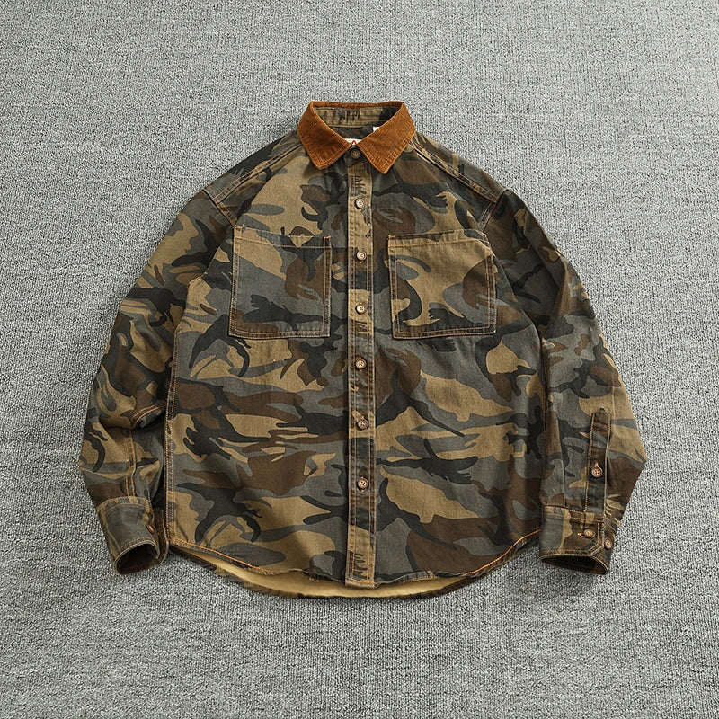 Retro Woven Twill Camouflage Shirt