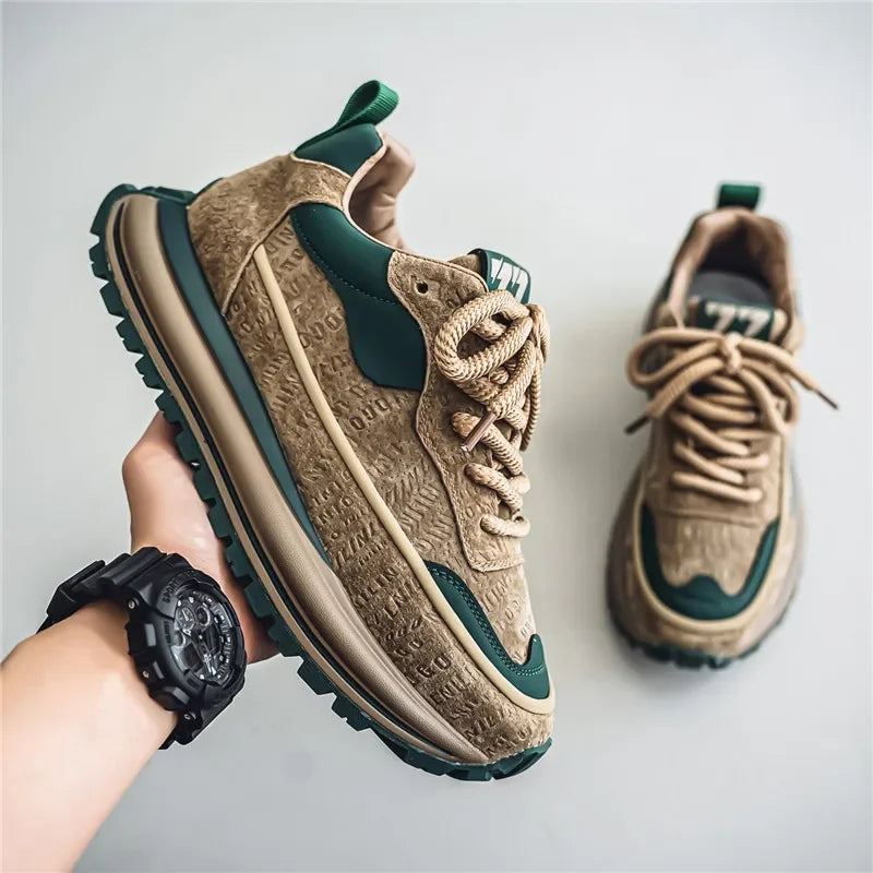 Letter Pattern Thick Bottom Men's Sneakers