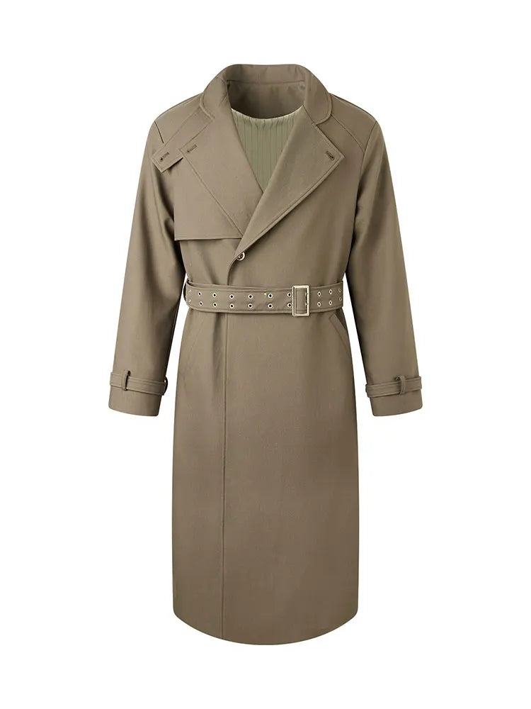 Long Flowy Slit Belt British Coat