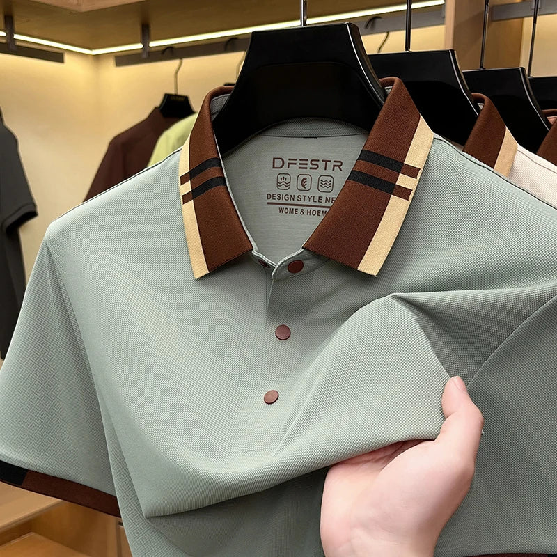 Contrast Collar Trim Polo Shirt