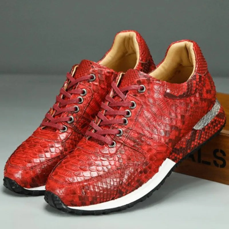 Flaming Snakeskin Lace-Up Sneakers