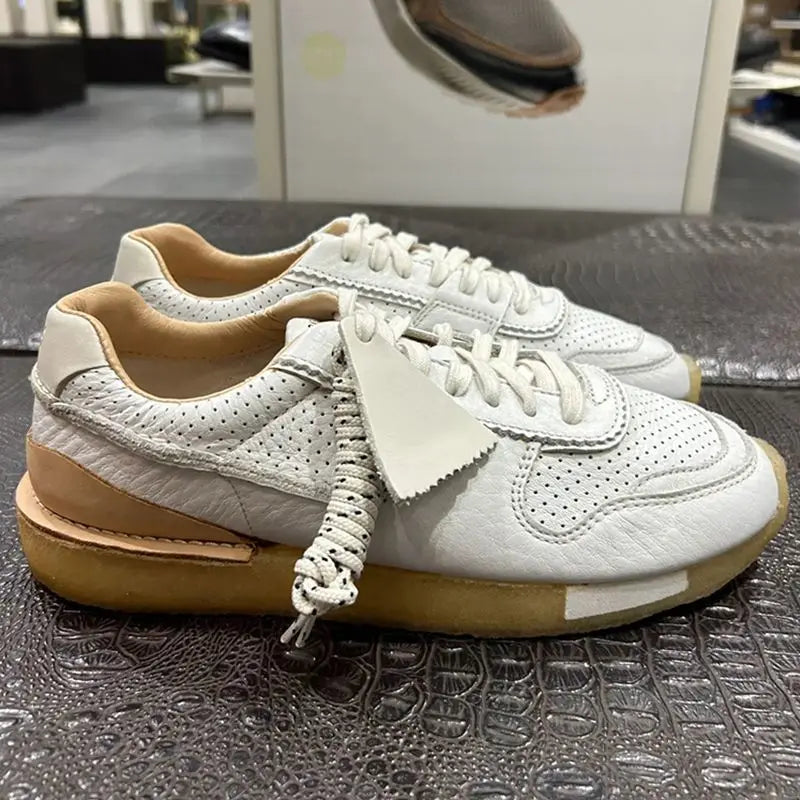 Retro Scuffed Leather Men's Sneakers