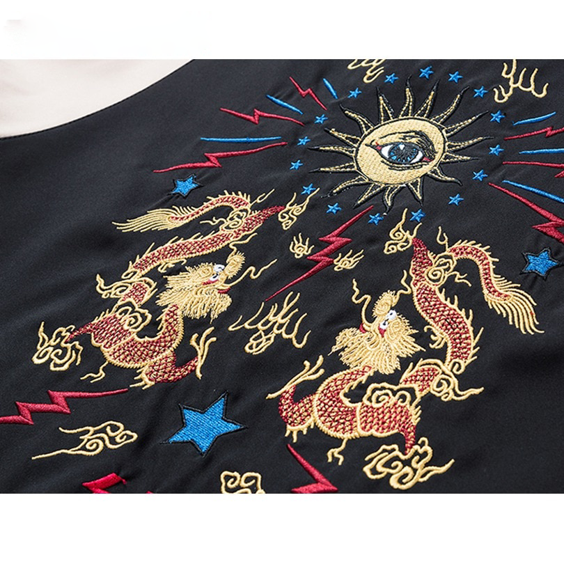 Chinese Dragon Embroidery Hip Hop Style Men Jacket - FanFreakz