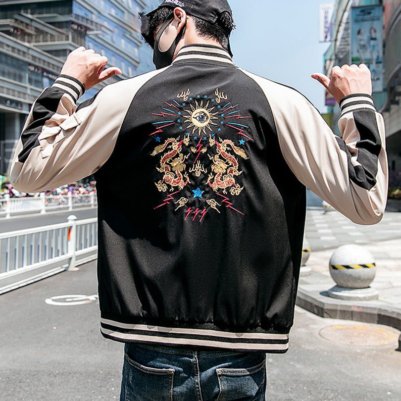 Chinese Dragon Embroidery Hip Hop Style Men Jacket - FanFreakz