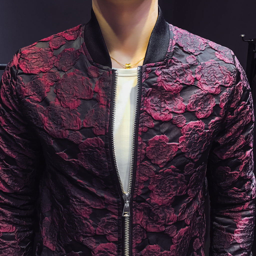 Jacquard Floral Men Slim fit Bomber Jackets - FanFreakz