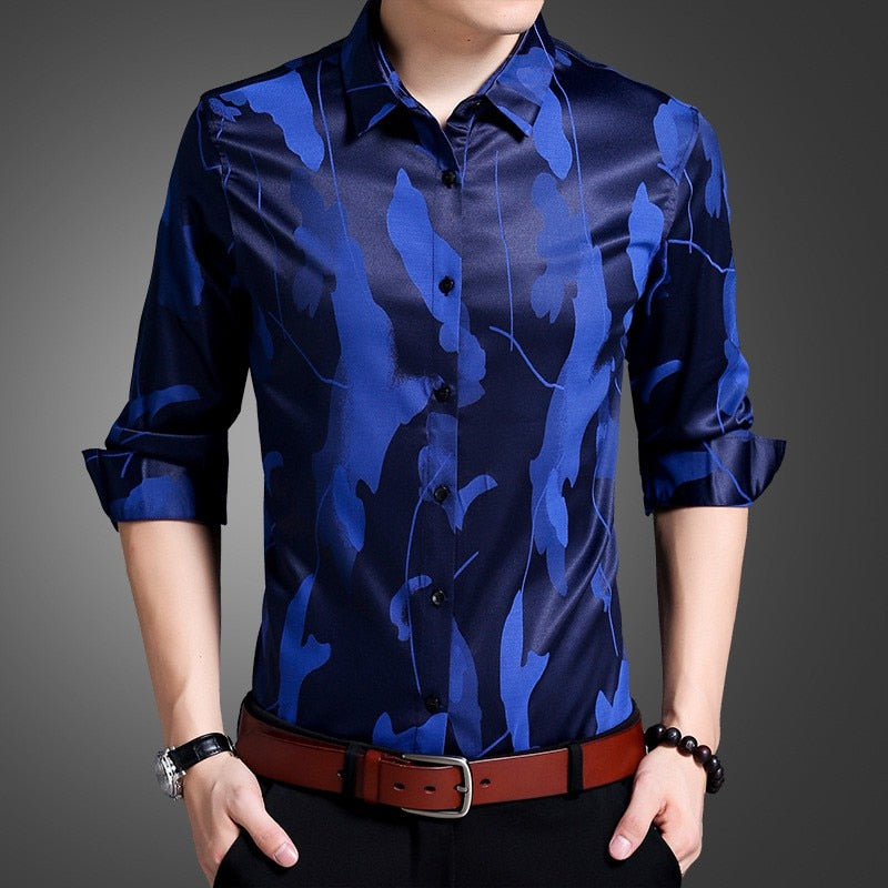 Casual Jacquard Printing Slim Fit Style Men Shirt - FanFreakz